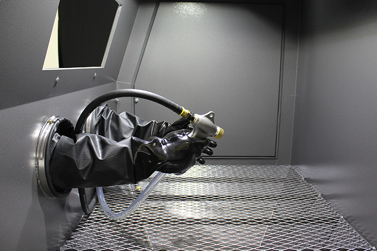 Process of media blasting a small part